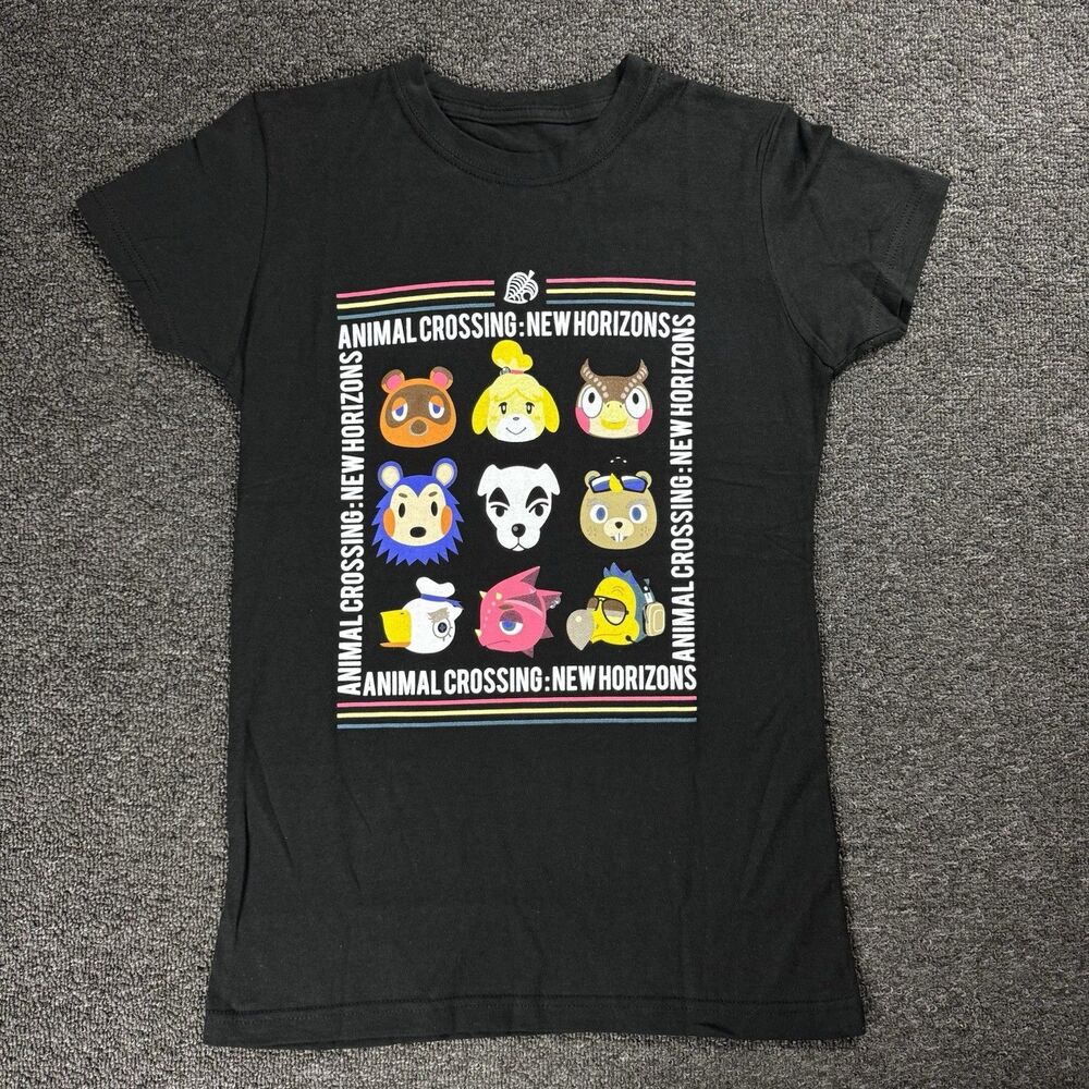 NWOT Animal Crossing Residents Graphic T-Shirt Black Juniors Sz XL Nintendo Tee